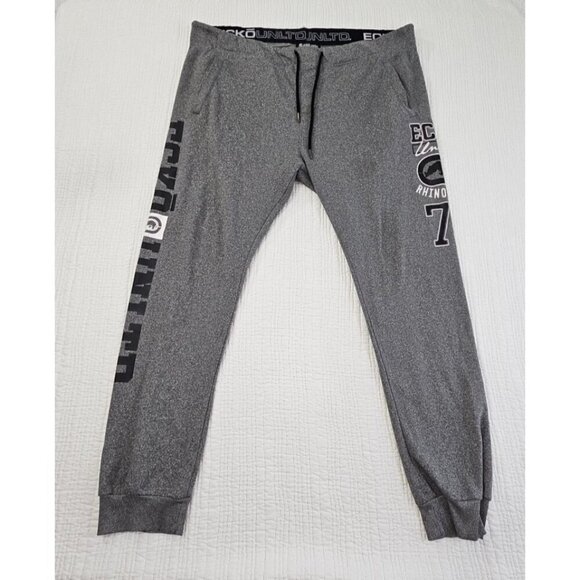 Ecko Unltd Men's 2XL Grey Big Logo Adjustable Waist Jogger Pants Vintage EUC - Picture 1 of 12